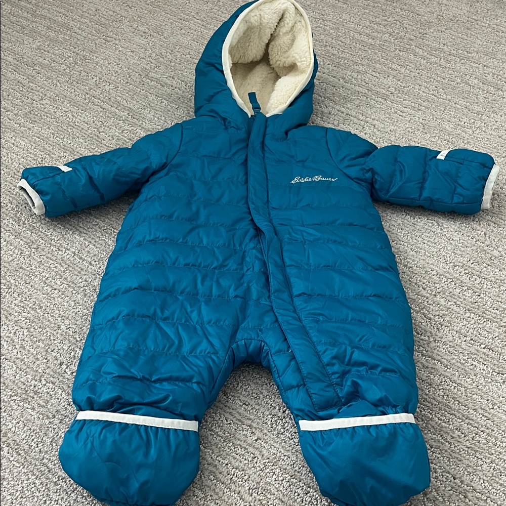 Eddie Bauer Baby Blue Puffer Snowsuit with Hood